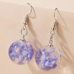 Purple clear resin infused paint abtract earrings